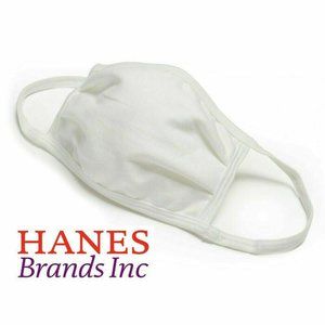 5 Pack - Hanes White 100% Cotton Face Mask